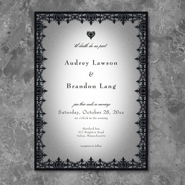 Victorian Gothic Iron Border White Wedding Invitation (Victorian Gothic Iron Border White Wedding Invitation)