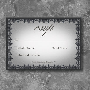 Victorian Gothic Iron Border White Wedding RSVP Card