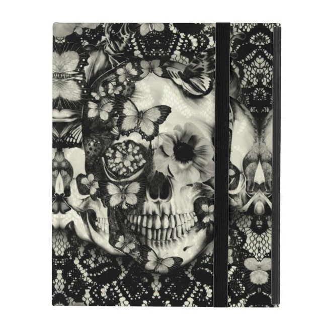 Victorian gothic lace skull iPad case (Front Closed)