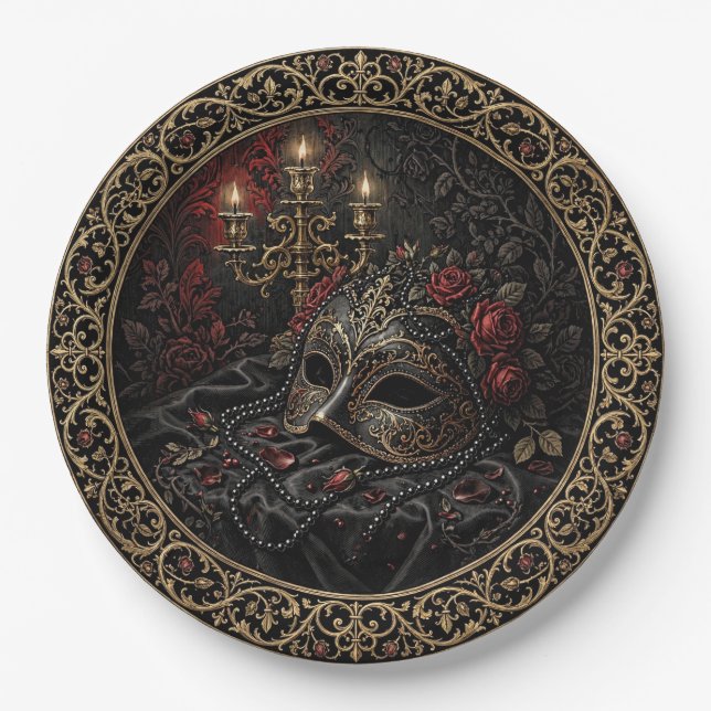 Victorian Gothic Masquerade Dinner Plate (Front)