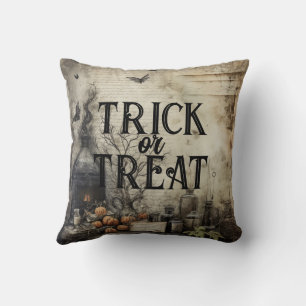 Victorian Gothic October Trick or Treat Halloween Cushion
