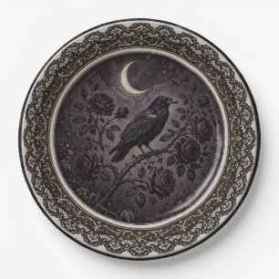 Victorian Gothic Raven Dinner Plate