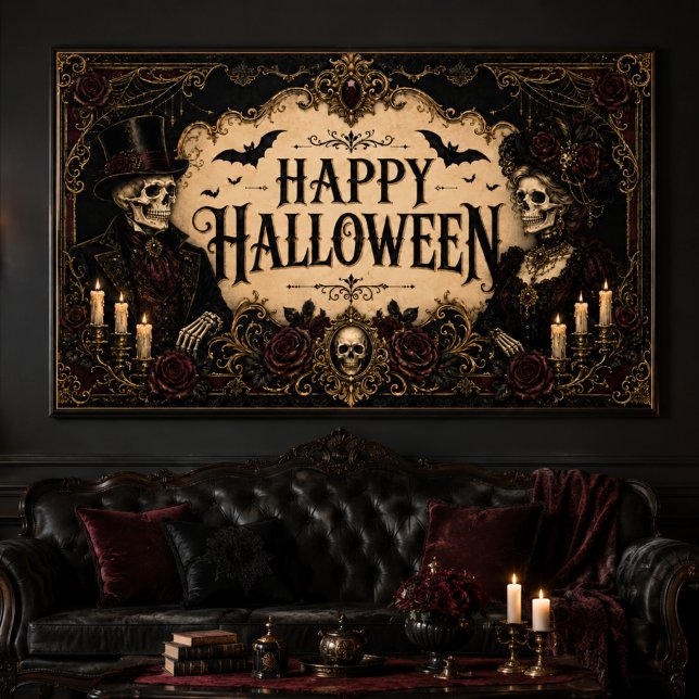 Victorian Gothic Skeleton  Black Rose Halloween Poster (Creator Uploaded)