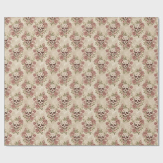 Victorian Gothic Skull & Rose Wrapping Paper