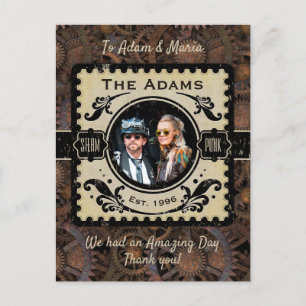 Victorian Gothic Steampunk Wedding Thank You Postcard