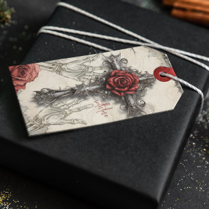 Victorian Gothic Styled Rose and Cross Gift Tags