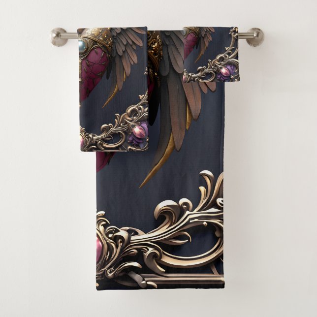Victorian Gothic Wedding Collection Bath Towel Set (Insitu)
