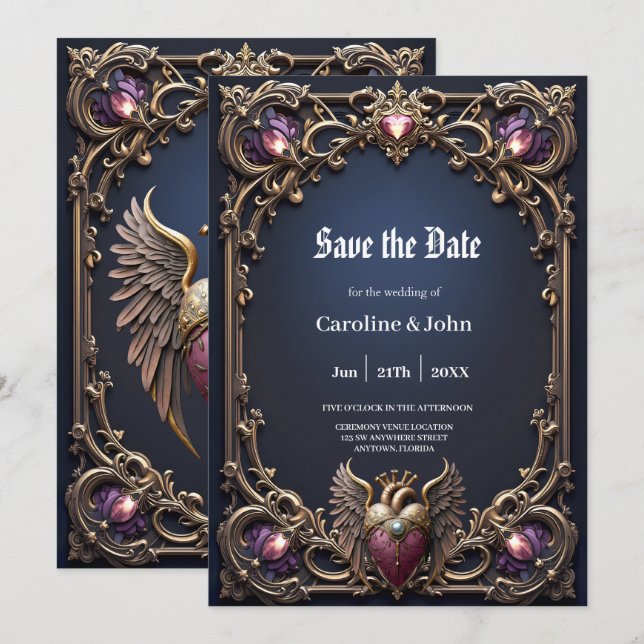 Victorian Gothic Wedding Collection Save The Date (Front/Back)