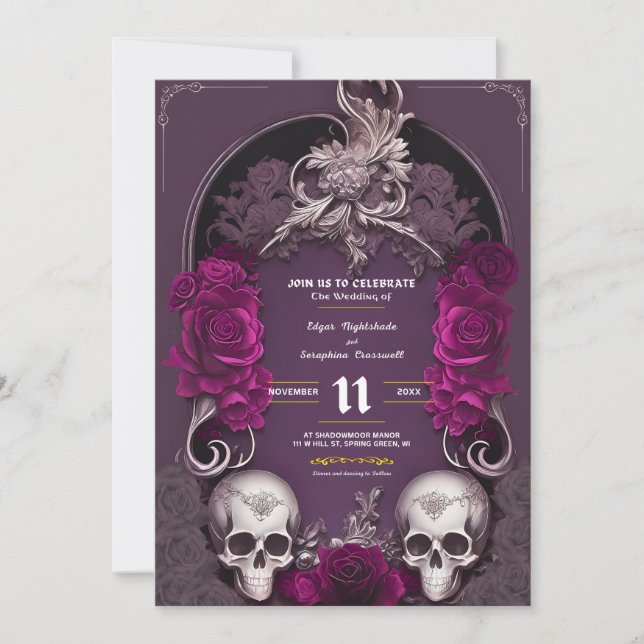 Victorian Gothic Wedding Invitations Halloween (Front)