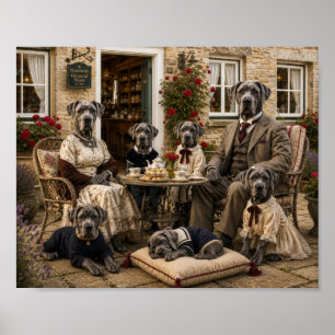 Victorian Great Dane Family Tea Party   Elegant Do Poster
