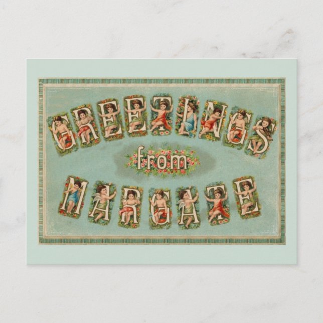 Victorian greetings from Margate, cherubs, angels Postcard (Front)