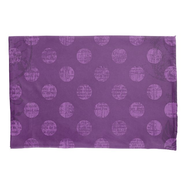 Victorian Grunge Colourful Retro Purple Polka Dots Pillowcase (Front)