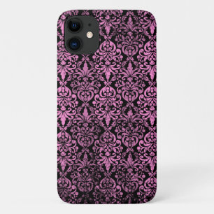Victorian Grunge Distressed Worn Pink Black Damask Case-Mate iPhone Case