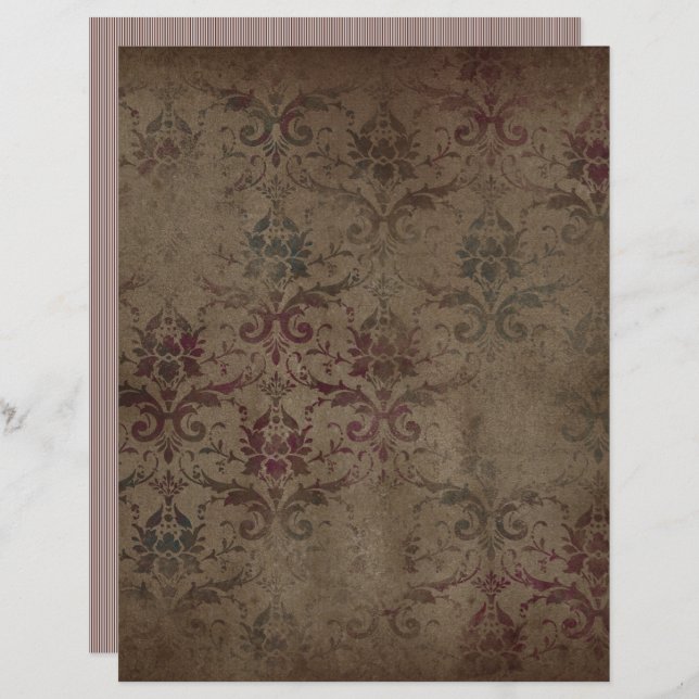 Victorian Grunge Gothic Brown Scrapbook Paper (Front/Back)