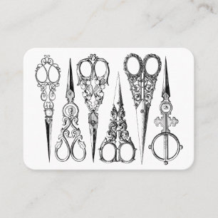 Victorian hairdresser scissors elegant hair salon business card