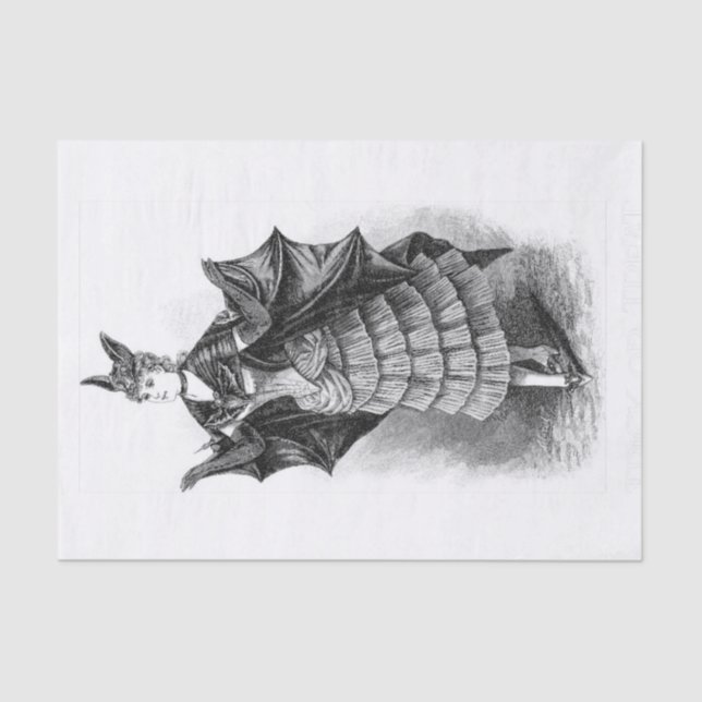 Victorian Halloween costume bat decoupage Tissue Paper (Front)