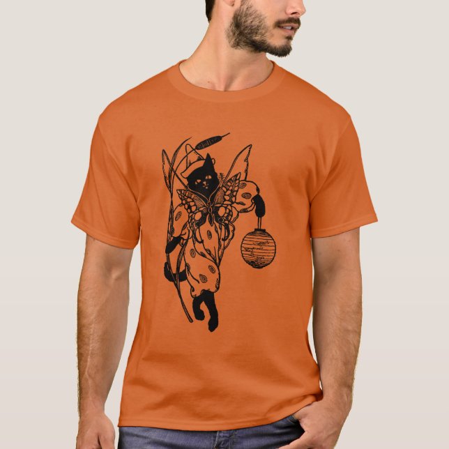 Victorian Halloween Kitty Cat in Costume  T-Shirt (Front)