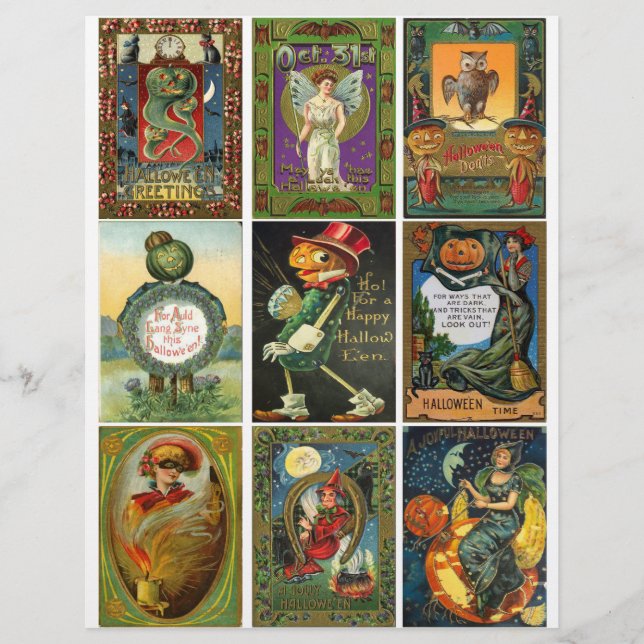 Victorian Halloween Trading Cards Clipart (Front)