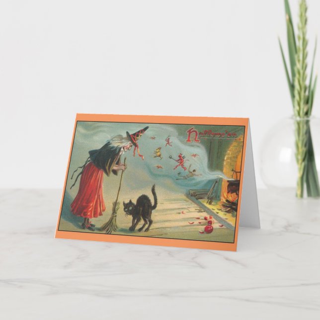 Victorian Halloween Witch Brew Greeting Card (Front)