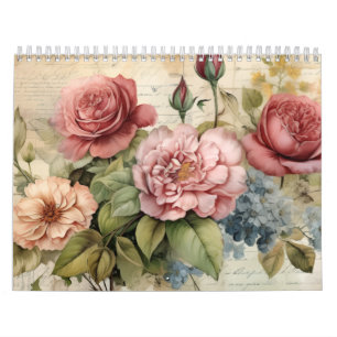 Victorian Hand Painted Flowers Calendar