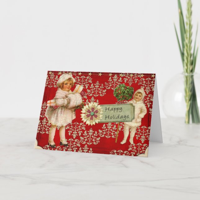 Victorian Happy Holidays Holiday Card (Front)