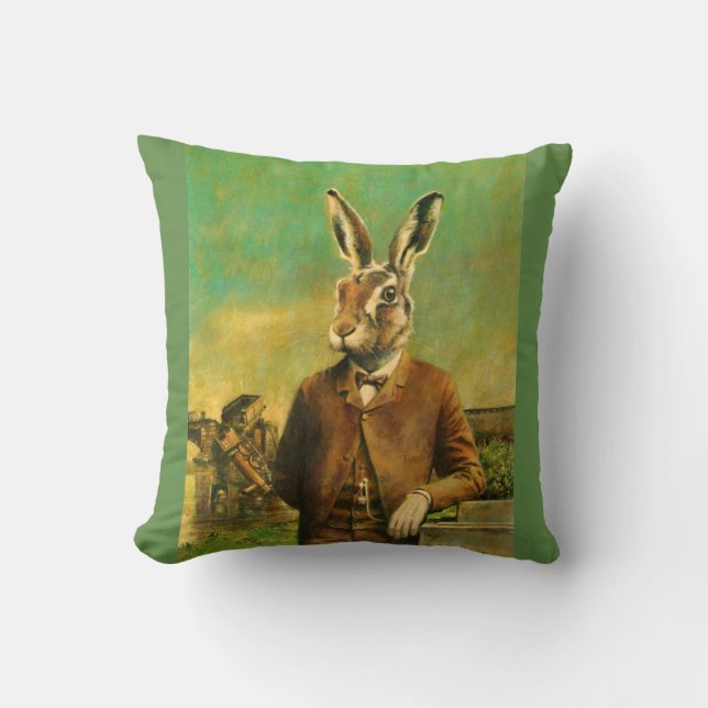 Victorian Hare Vintage Throw Cushion (Front)