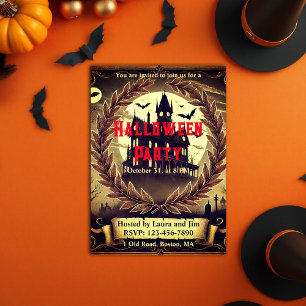 Victorian Haunted House Vintage Halloween Party Invitation