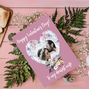 Victorian Heart Floral Happy Valentine's Day Wife  Holiday Card