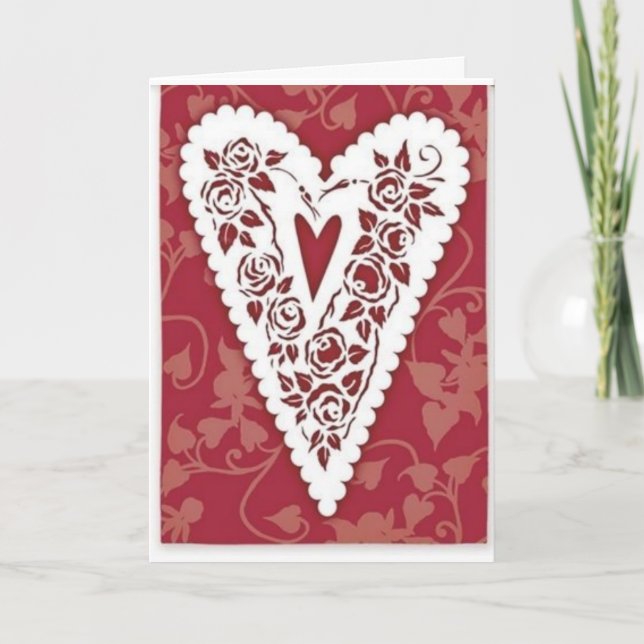 Victorian Heart Lace Holiday Card (Front)