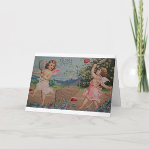 Victorian Heart Tennis Match Valentine's Day Card