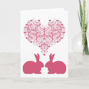 Victorian Heart with Bunnies Greeting Card