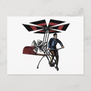 Victorian Helicopter Aircraft Contraption Postcard