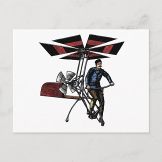Victorian Helicopter Aircraft Contraption Postcard