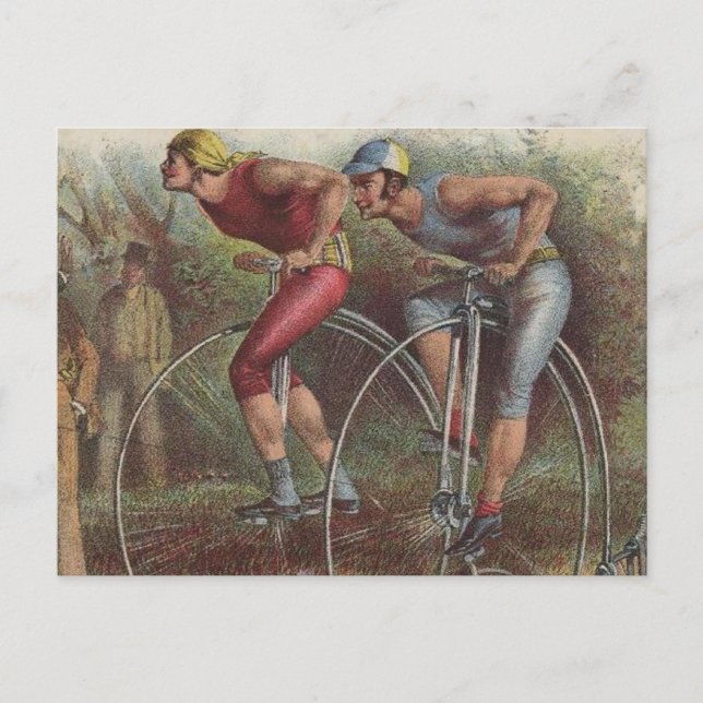 Victorian High Wheel Bicycles Postcard (Front)