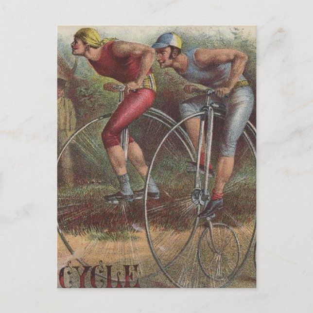 Victorian High Wheel Bicycles Postcard (Front)