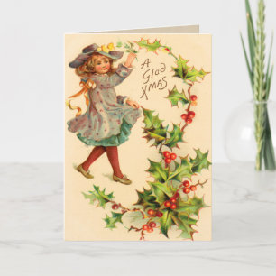 Victorian Holiday Christmas Card, Holidays,Vintage Card