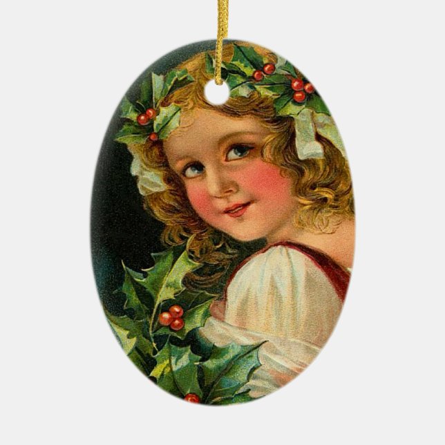 Victorian Holly Christmas Ornament (Front)