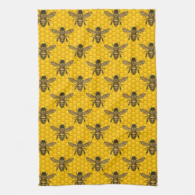 Victorian Honey Bees Tea Towel (Vertical)