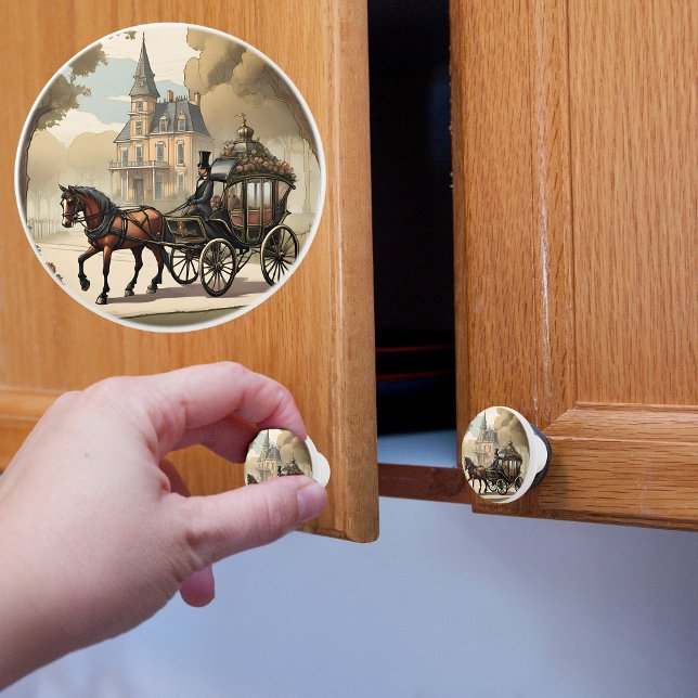Victorian Horse and Carriage Ceramic Knob (Creator Uploaded)
