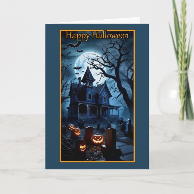 Victorian House Halloween Card (Front)