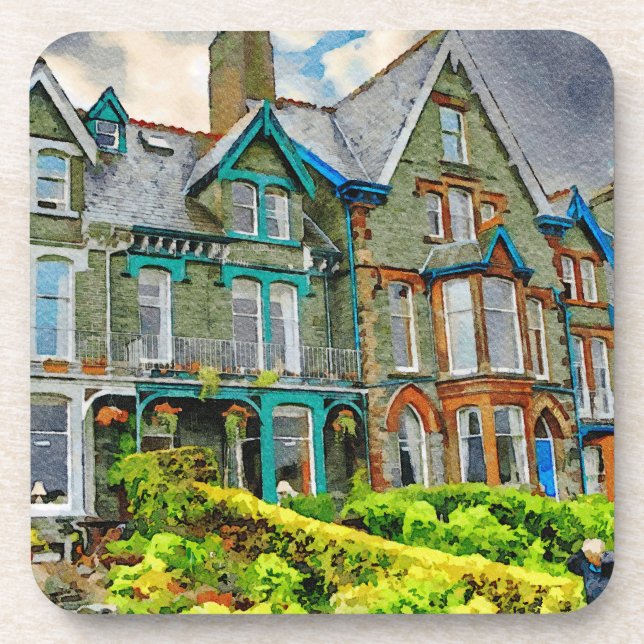 Victorian house in Keswick painted in watercolor Coaster (Front)
