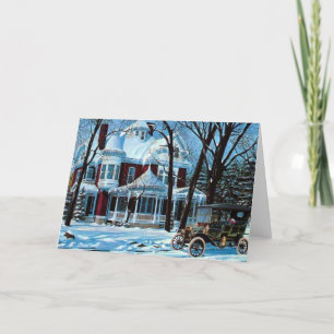 Victorian House In WinterVintage Holiday Card