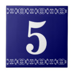 Victorian House Number Tile<br><div class="desc">Victorian House Number Tile - White on blue with a curly cue border.</div>