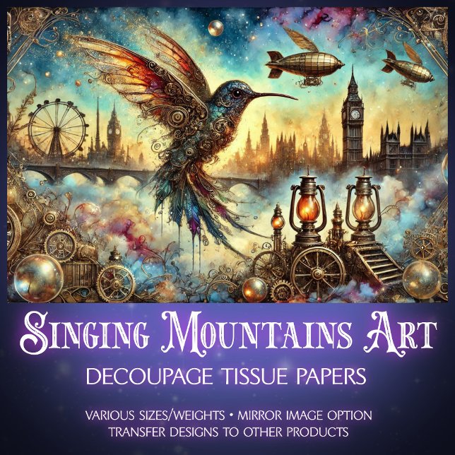 Victorian Hummingbird Mechanical Voyage Decoupage  Tissue Paper (Creator Uploaded)