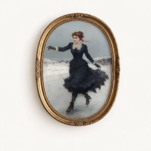 Victorian Ice Skater Winter Poster