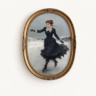 Victorian Ice Skater Winter Poster