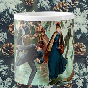Victorian ice skating vintage winter scene large coffee mug