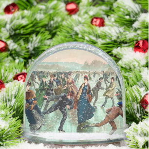 Victorian ice skating vintage winter scene snowglobe
