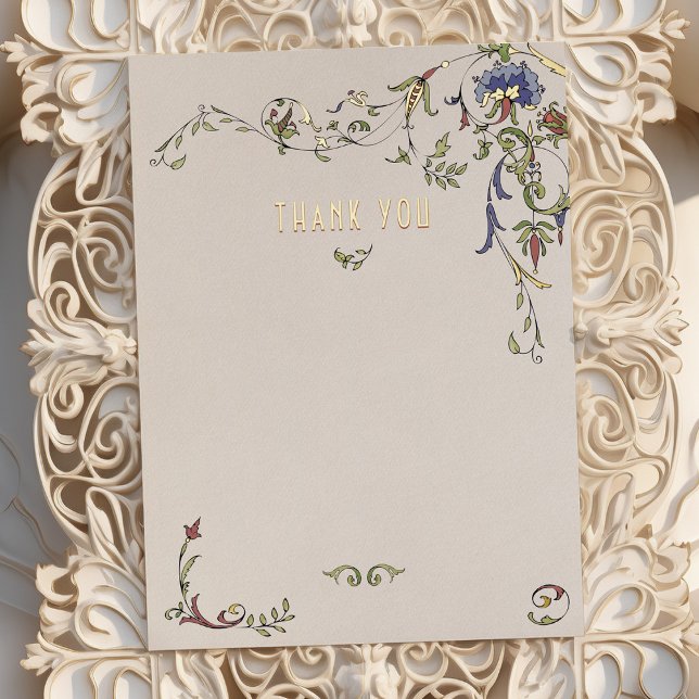 Victorian Illuminated Gold Foil Thank You Card (Creator Uploaded)