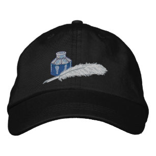 Victorian Ink and Quill Pen Embroidered Hat